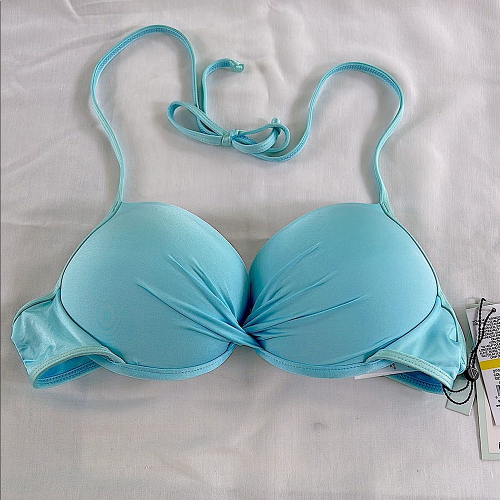 The Bikini Lab Push Up Bikini Top in Aqua Blue NWT Medium - Picture 2 of 5